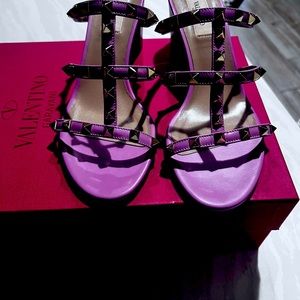 Valentino rockstud cage purple pink sandals